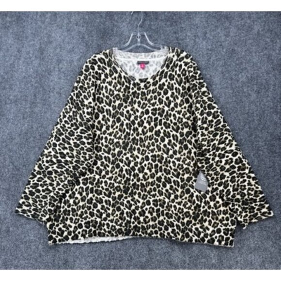 Vince Camuto Leopard Print Sweater Women’s Plus 3X Long Sleeve Pullover NWT - Picture 1 of 13